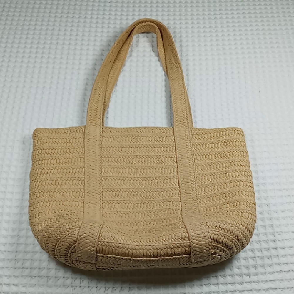 Draper James Woven Paper Straw Shoulder Bag Tan